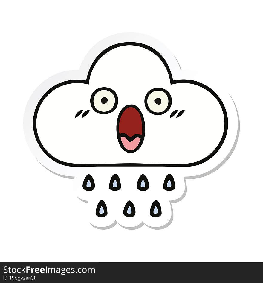 sticker of a cute cartoon rain cloud