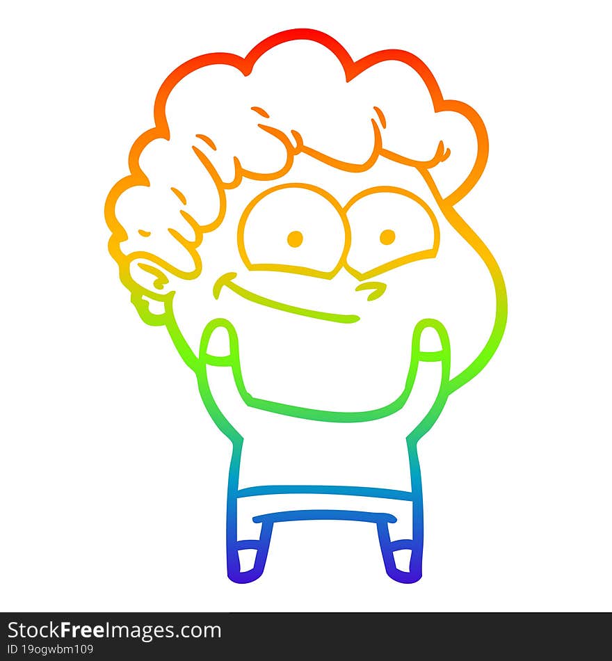 rainbow gradient line drawing cartoon happy man