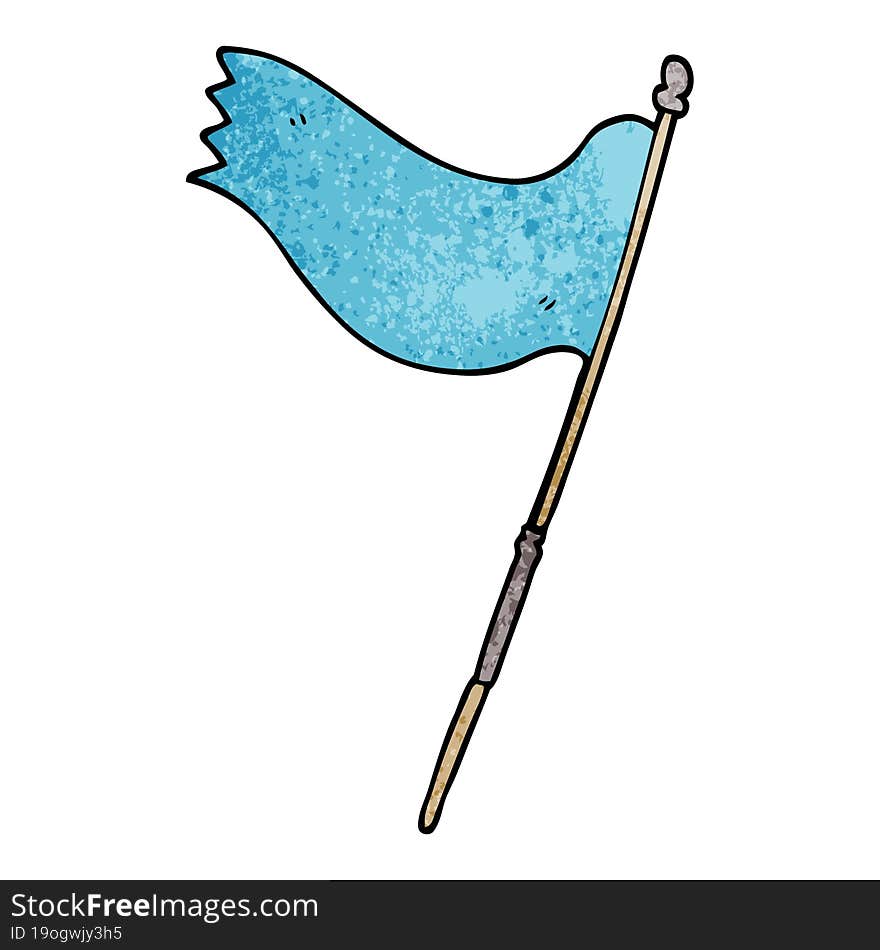 cartoon doodle of a blue flag