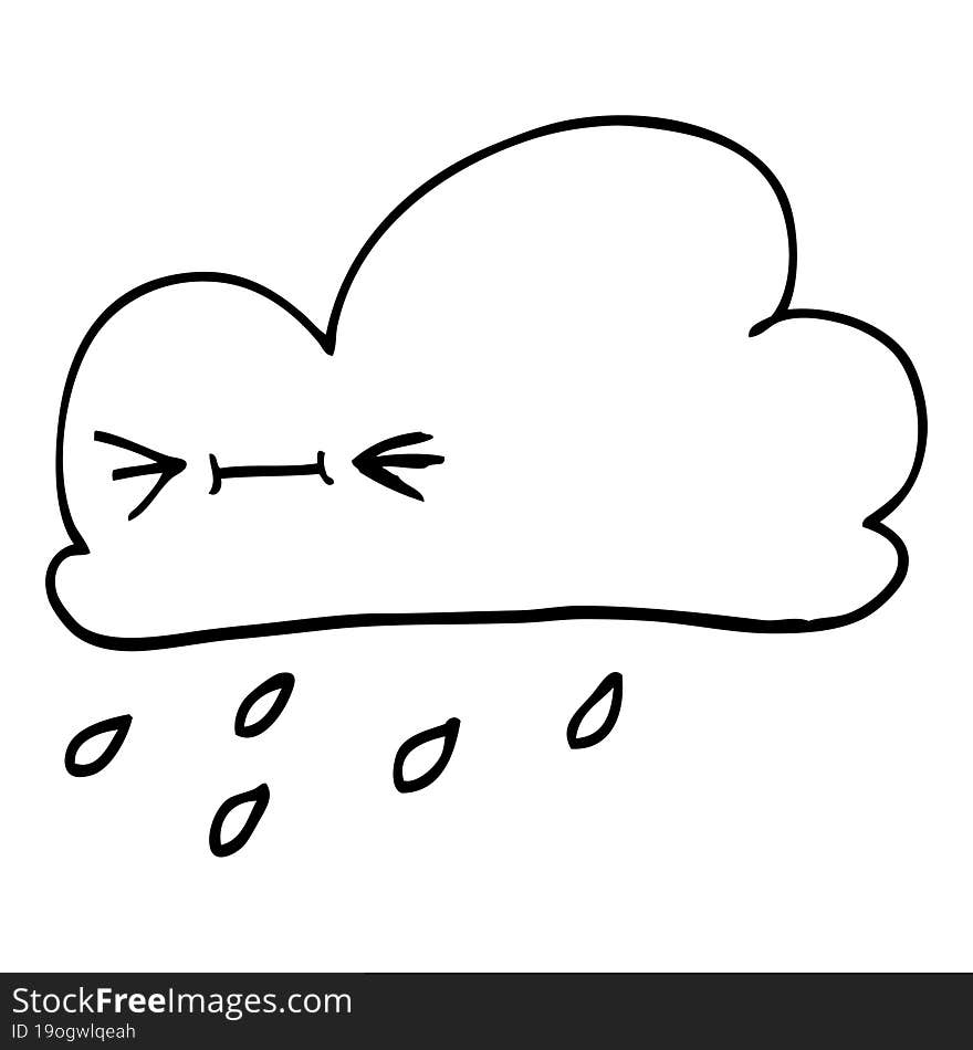 line drawing cartoon happy grey cloud