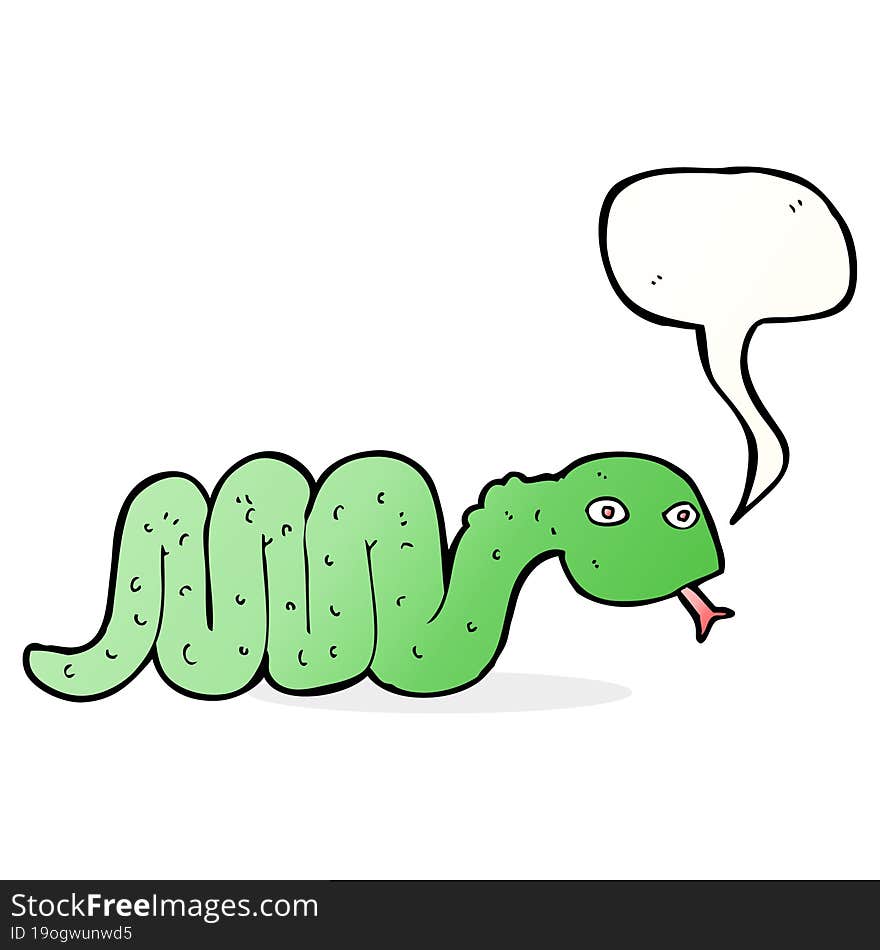 Funny Cartoon Snake With Speech Bubble