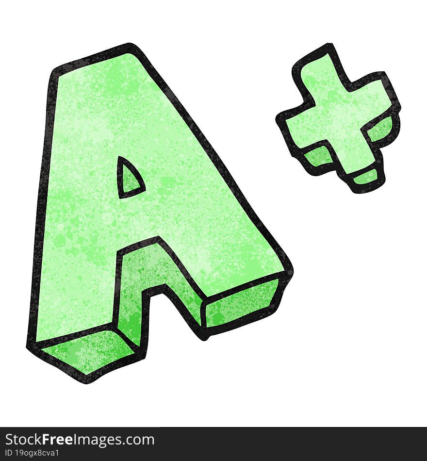 textured cartoon A grade symbol