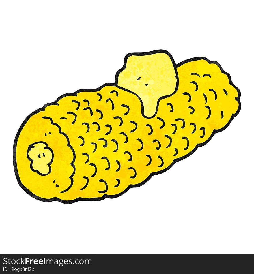 freehand textured cartoon corn on cob with butter