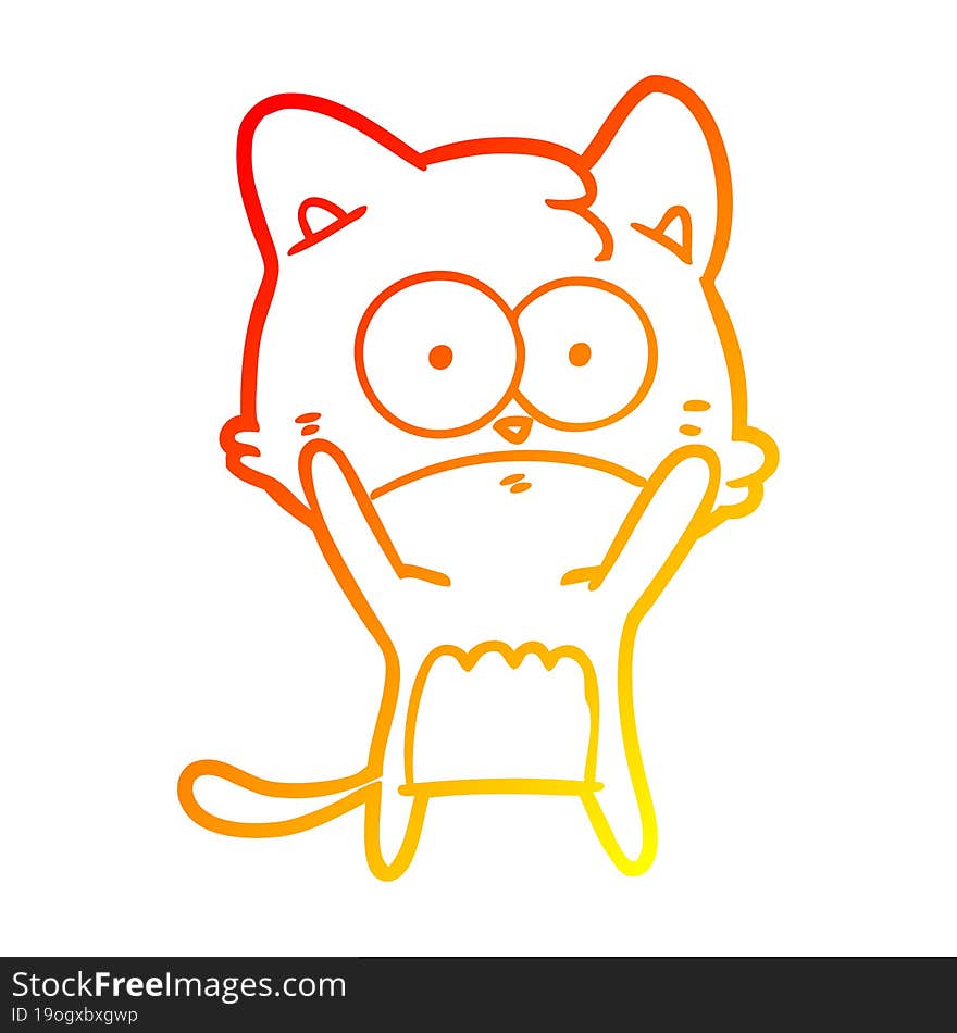 warm gradient line drawing cartoon nervous cat