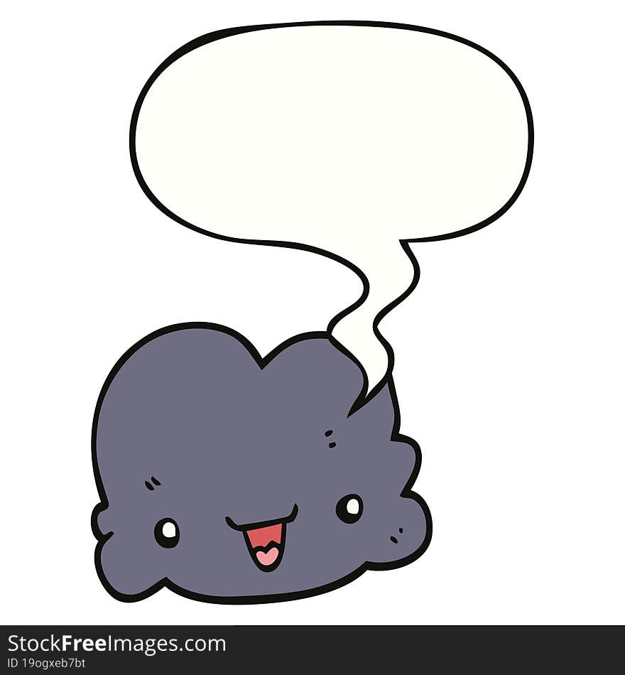 cartoon tiny happy cloud and speech bubble