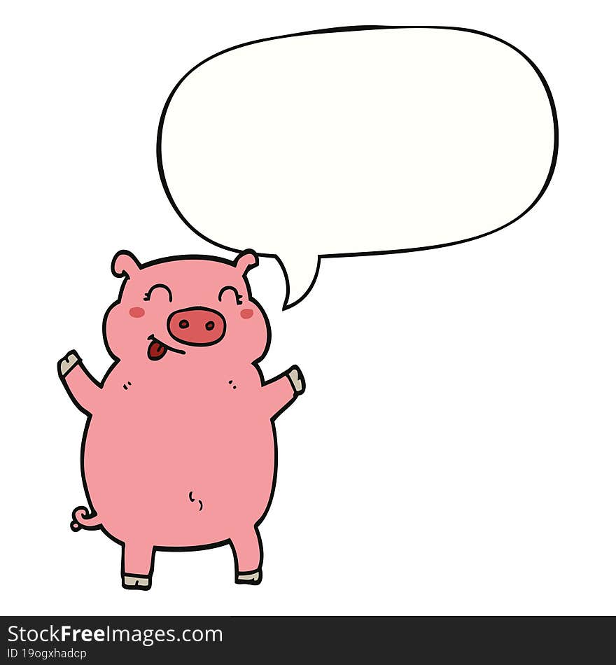 Cartoon Pig And Speech Bubble