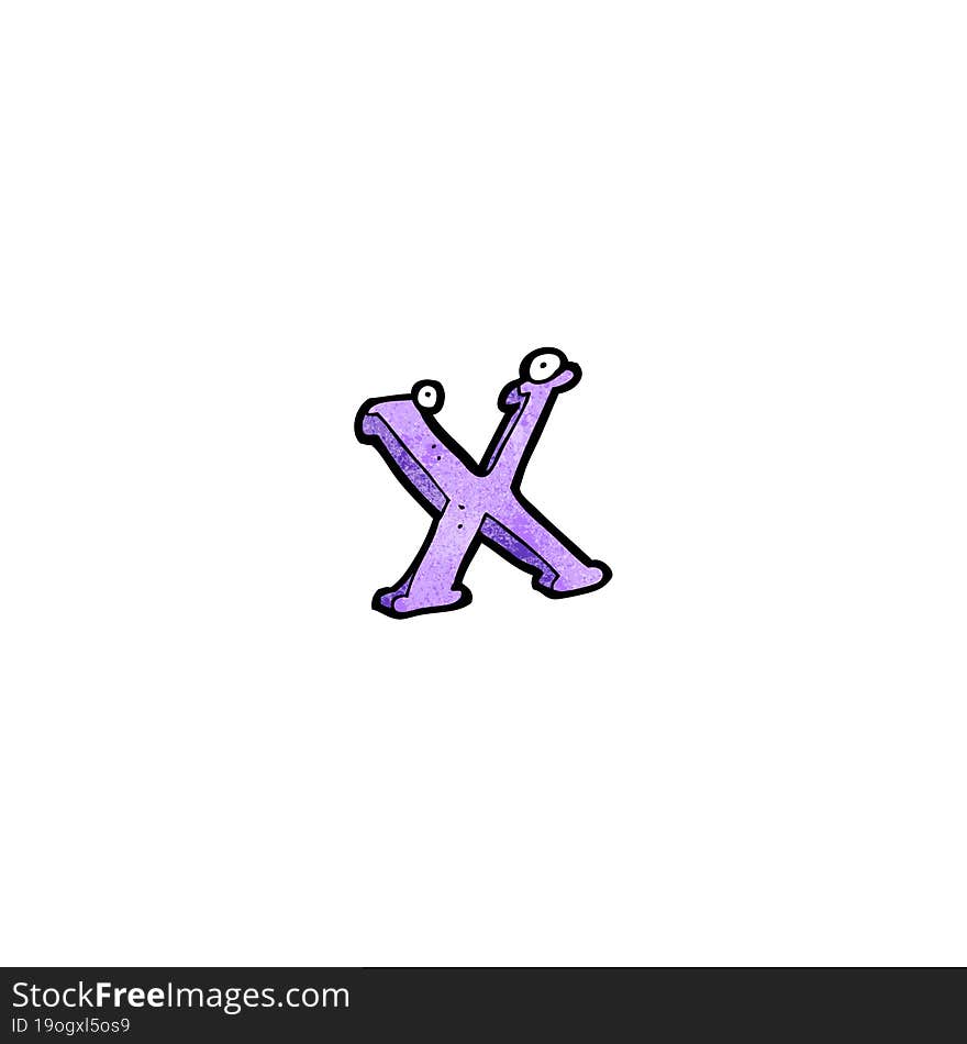 cartoon letter x with eyes