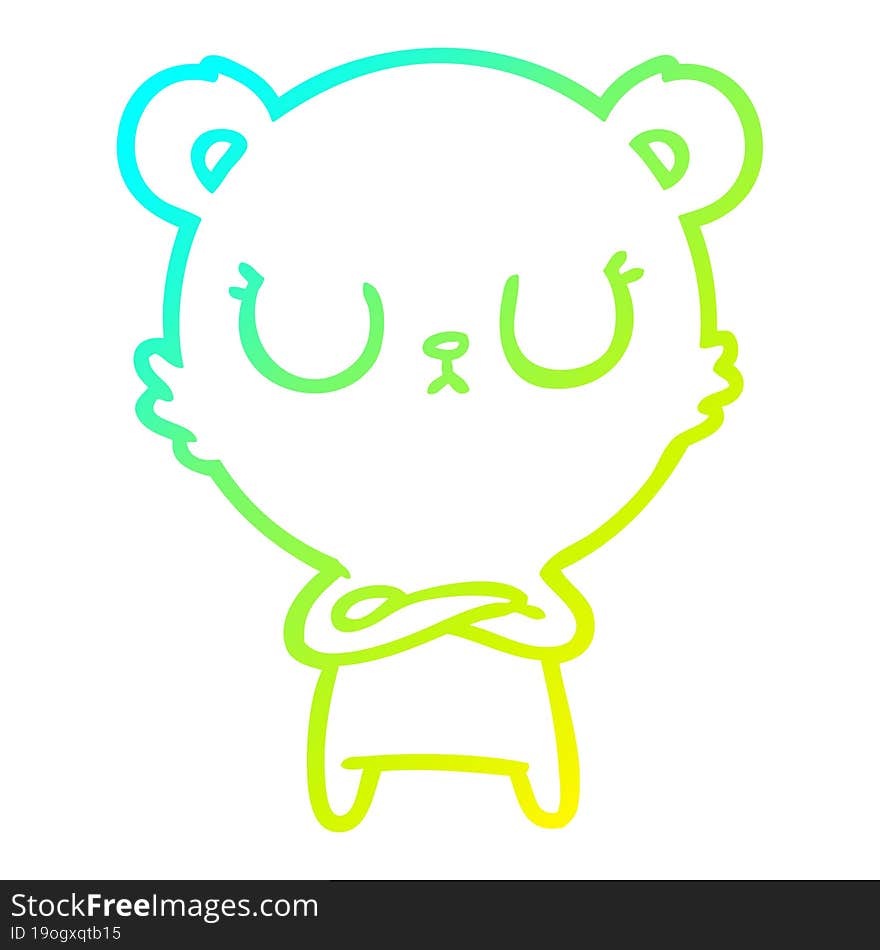 Cold Gradient Line Drawing Peaceful Cartoon Bear Cub