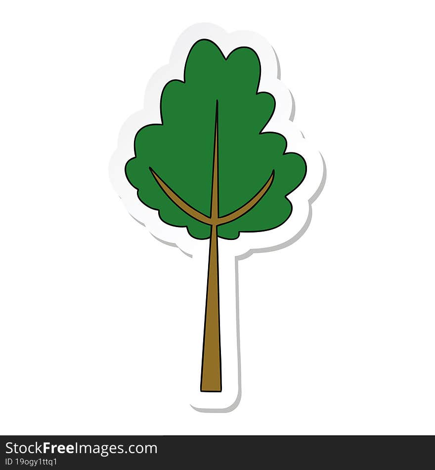 sticker of a quirky hand drawn cartoon tree