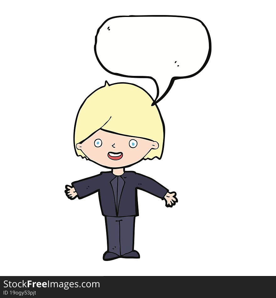 cartoon happy man with speech bubble