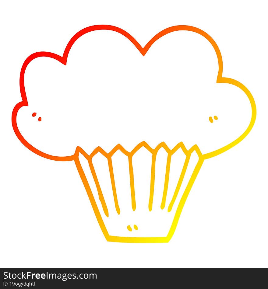 Warm Gradient Line Drawing Cartoon Muffin