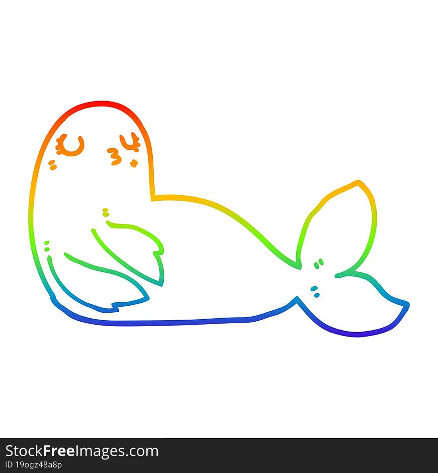 rainbow gradient line drawing cartoon seal