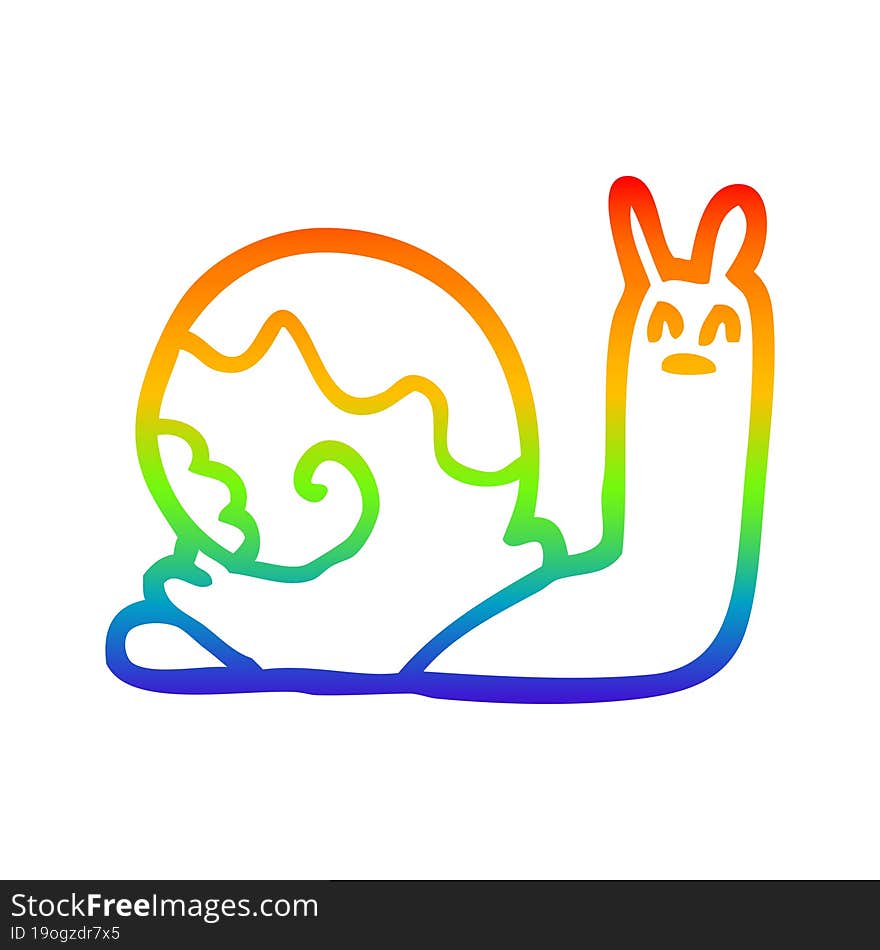 rainbow gradient line drawing cartoon snail