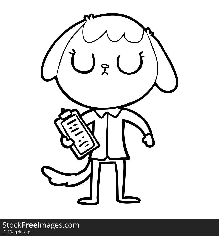 cute cartoon dog wearing office shirt. cute cartoon dog wearing office shirt