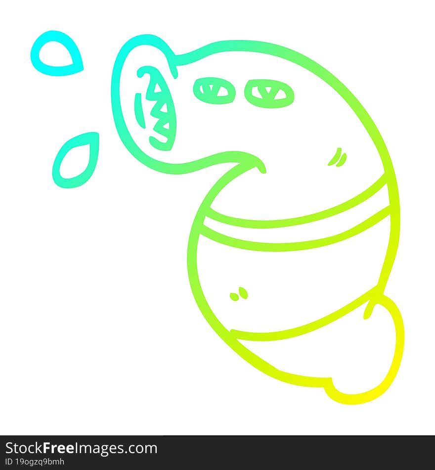 Cold Gradient Line Drawing Cartoon Monster Leech