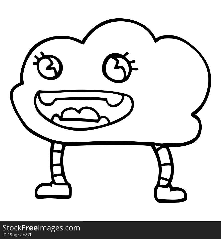 line drawing cartoon weather cloud