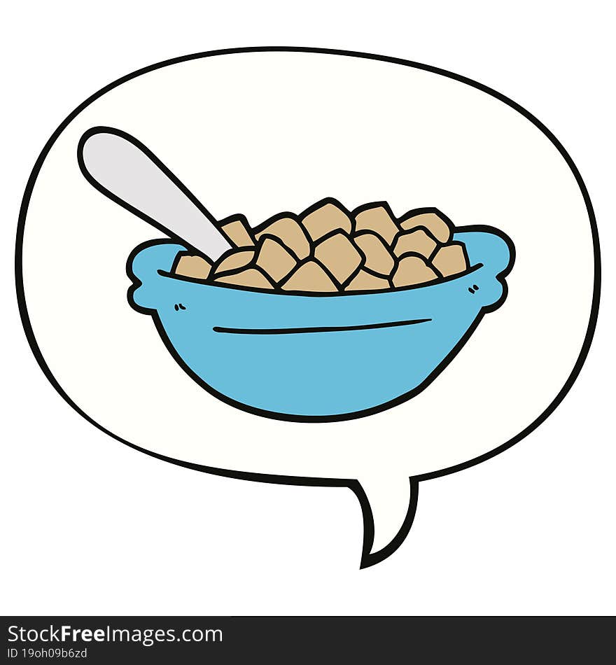 cartoon cereal bowl and speech bubble