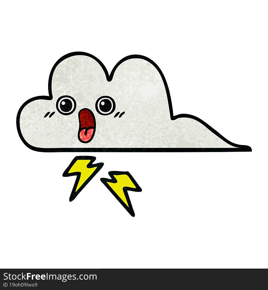 retro grunge texture cartoon of a storm cloud