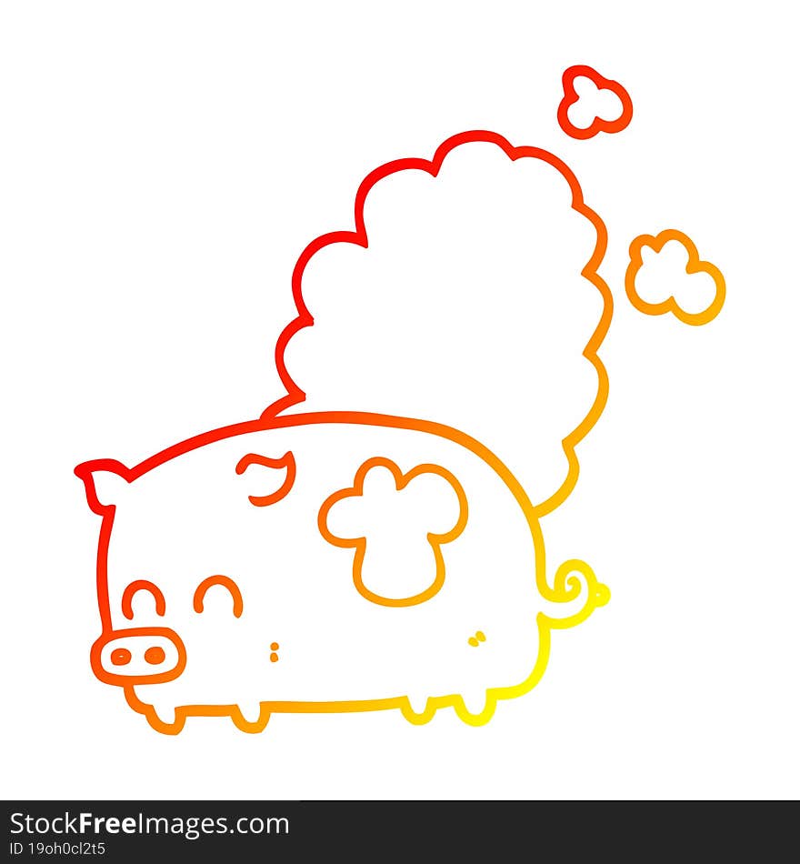 warm gradient line drawing cartoon smelly pig