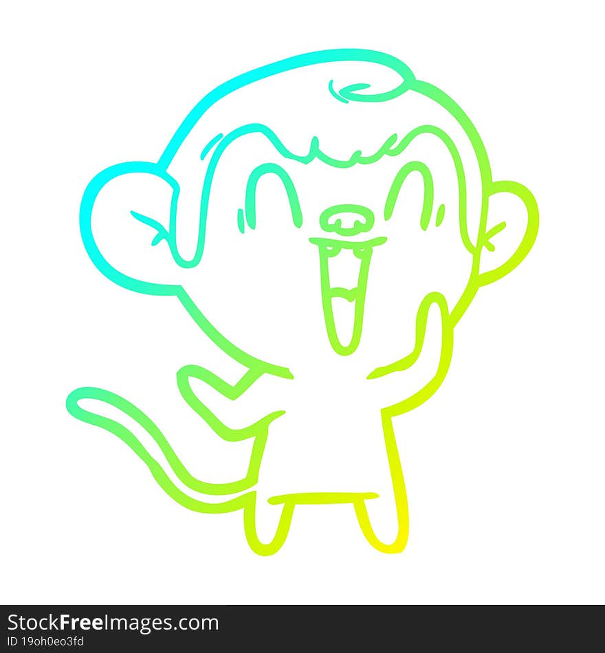 cold gradient line drawing cartoon laughing monkey