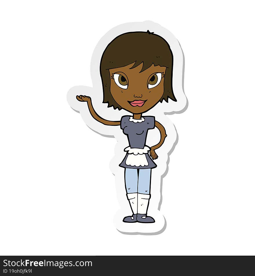 sticker of a cartoon maid