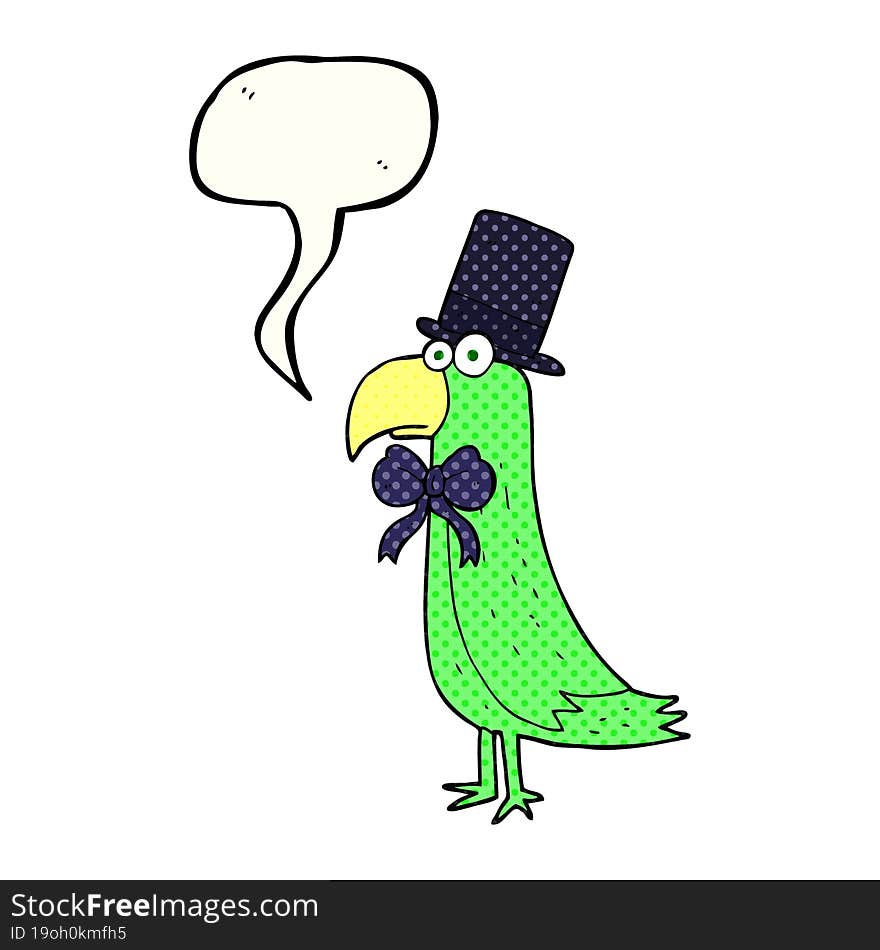 Comic Book Speech Bubble Cartoon Posh Parrot