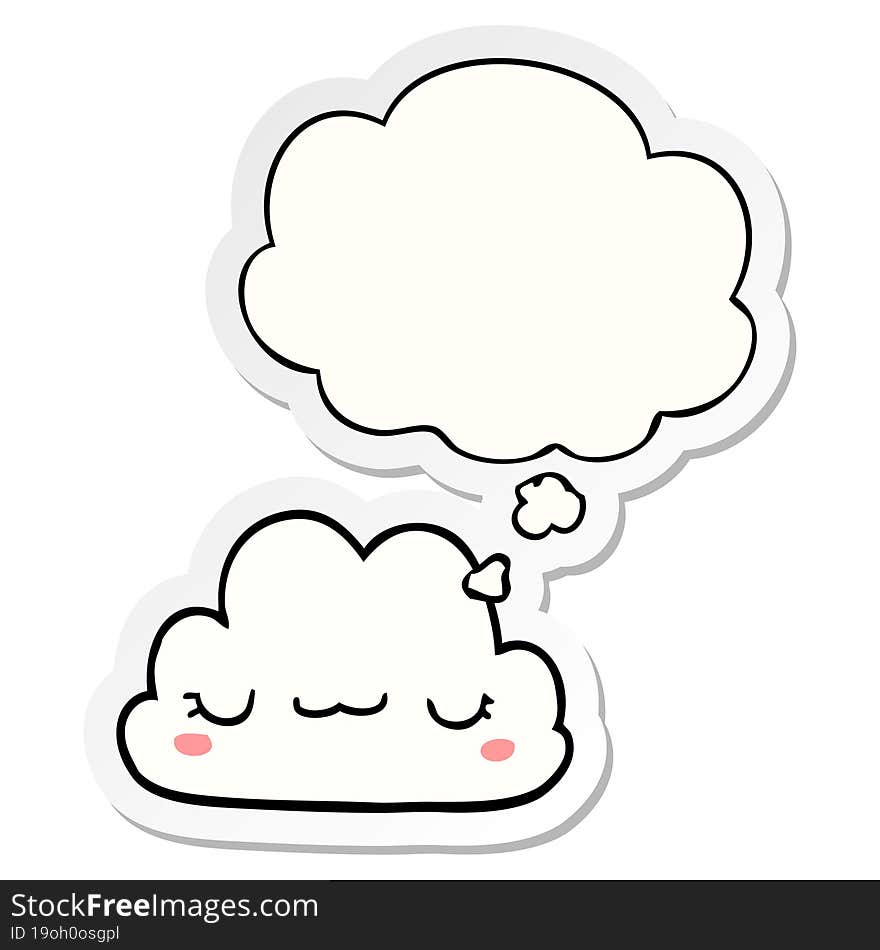 Cute Cartoon Cloud And Thought Bubble As A Printed Sticker