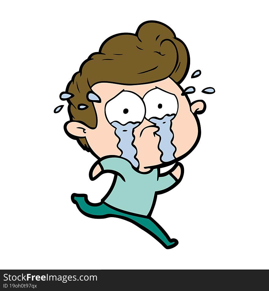 cartoon crying man running. cartoon crying man running