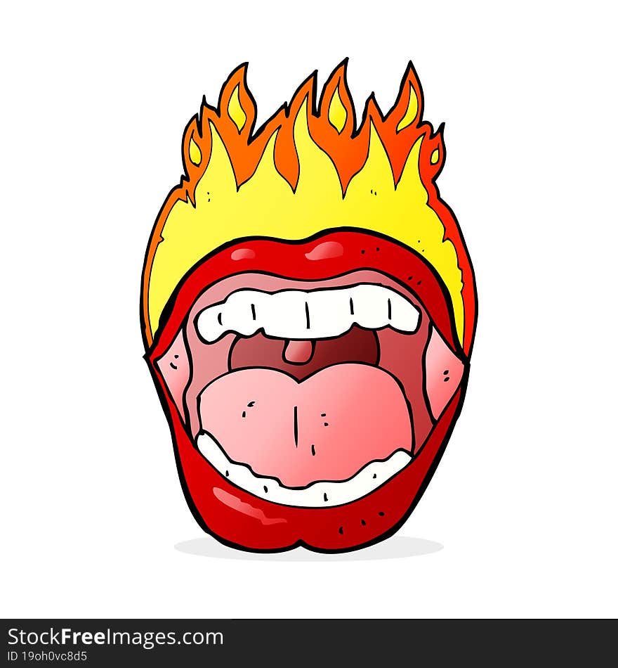 cartoon flaming mouth symbol