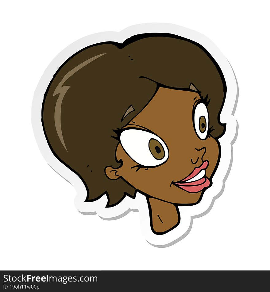 sticker of a cartoon pretty female face