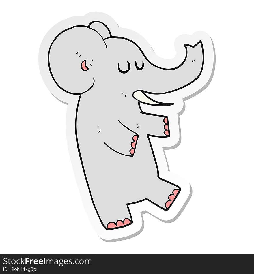 sticker of a cartoon dancing elephant