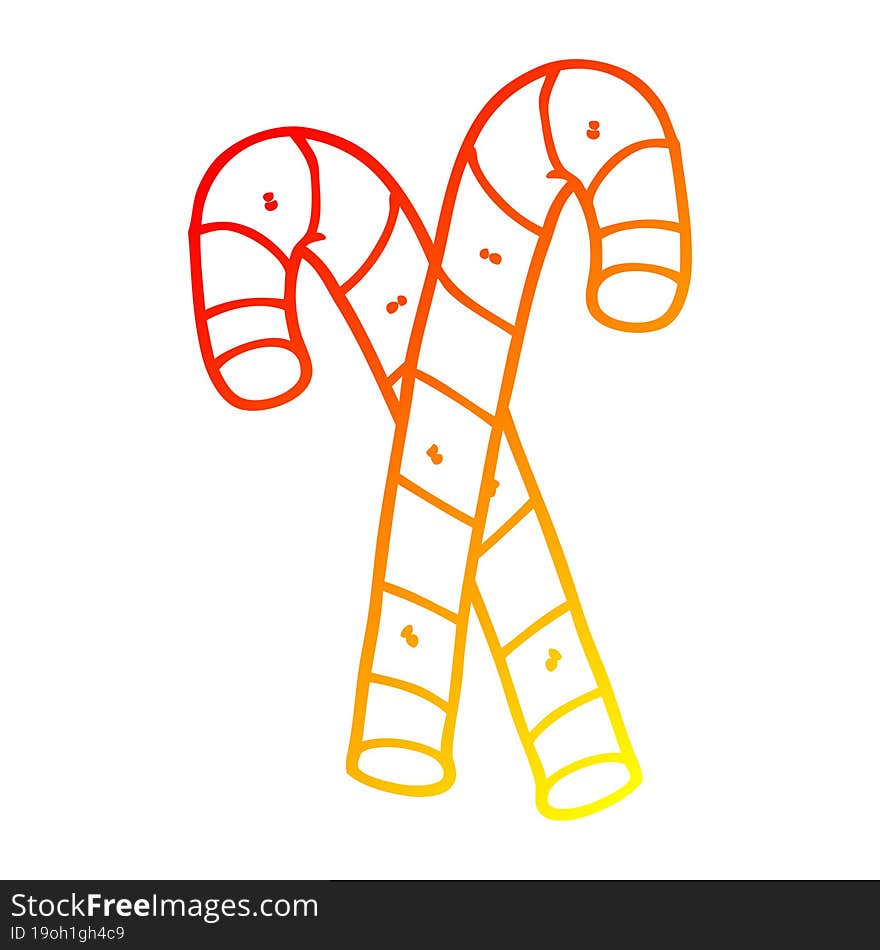 warm gradient line drawing cartoon candy canes