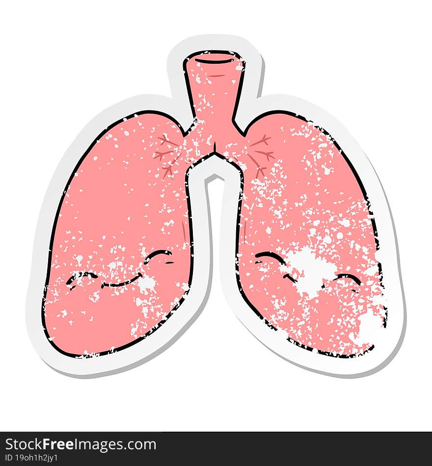 distressed sticker of a cartoon lungs