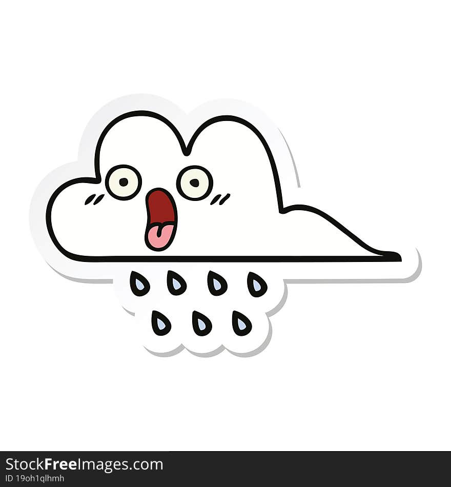 sticker of a cute cartoon rain cloud