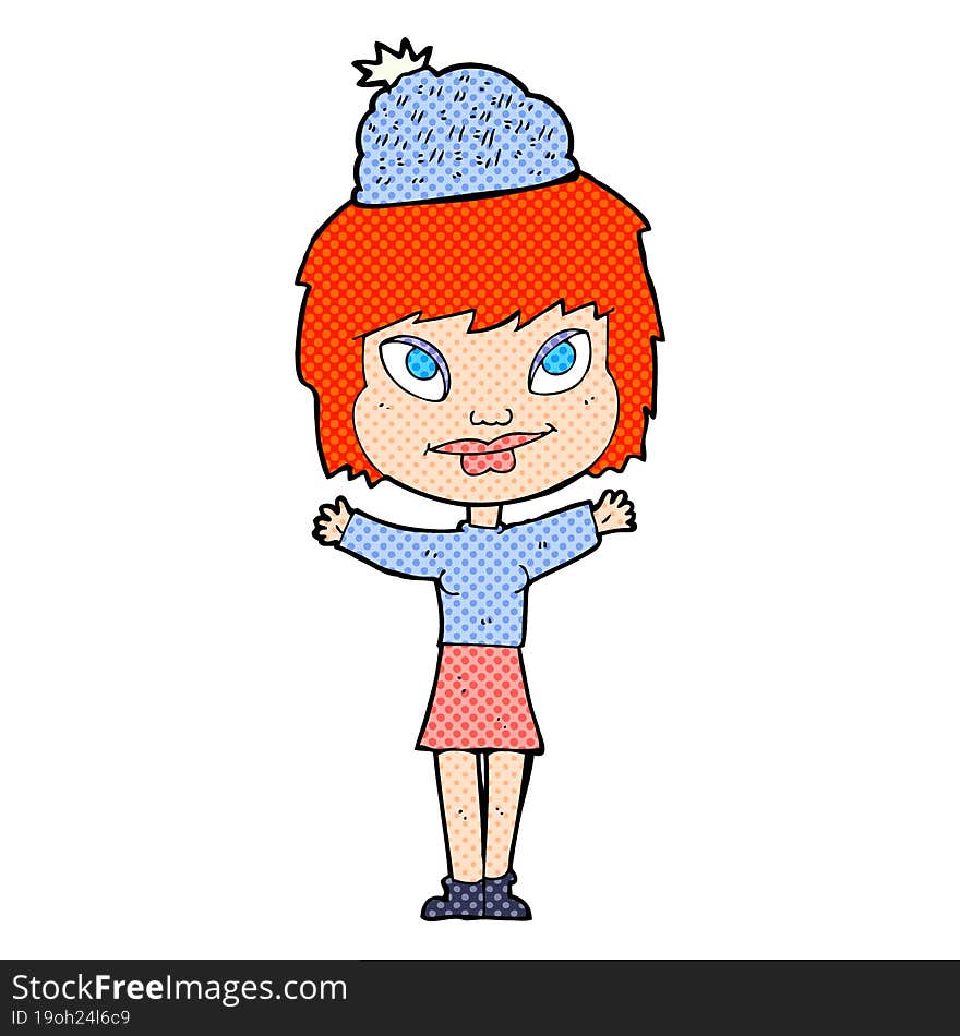 cartoon woman wearing hat