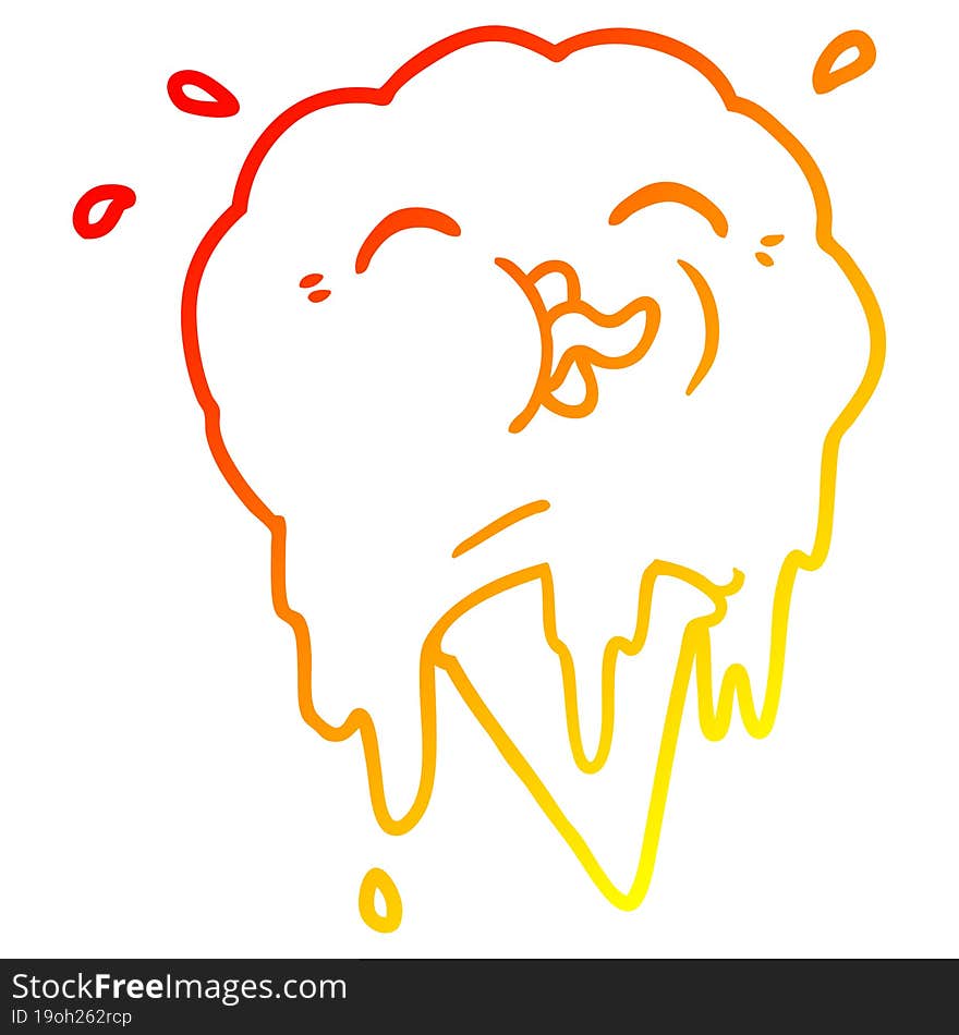 Warm Gradient Line Drawing Cartoon Melting Ice Cream