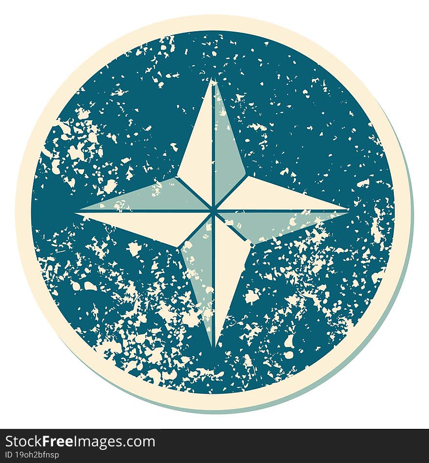 distressed sticker tattoo style icon of a star