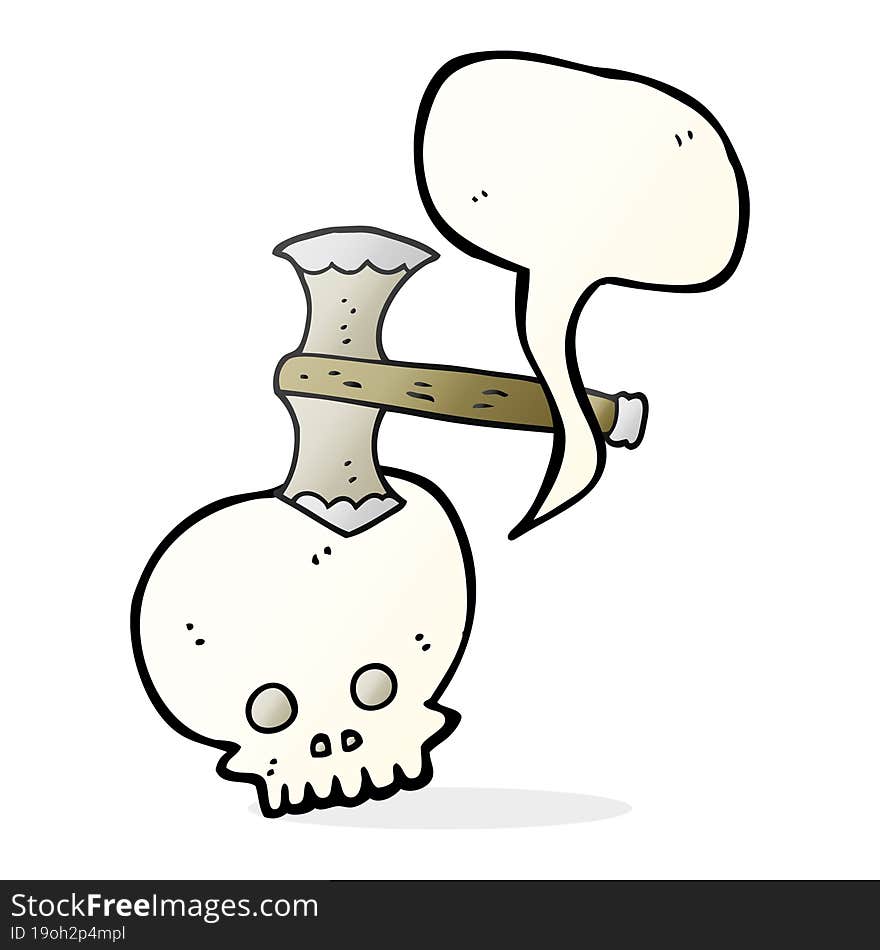 Speech Bubble Cartoon Axe In Skull