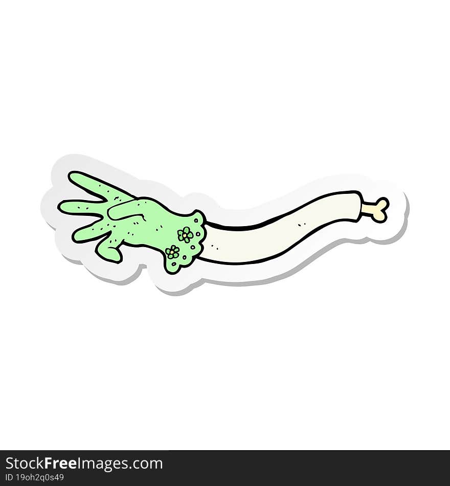 Sticker Of A Cartoon Spooky Victorian Arm Reaching