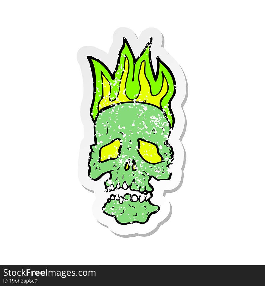 retro distressed sticker of a cartoon skull