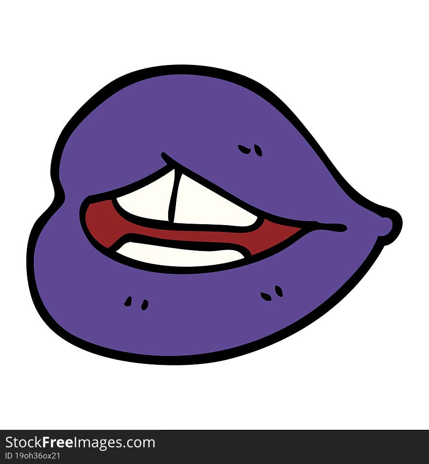 Cartoon Doodle Purple Lips