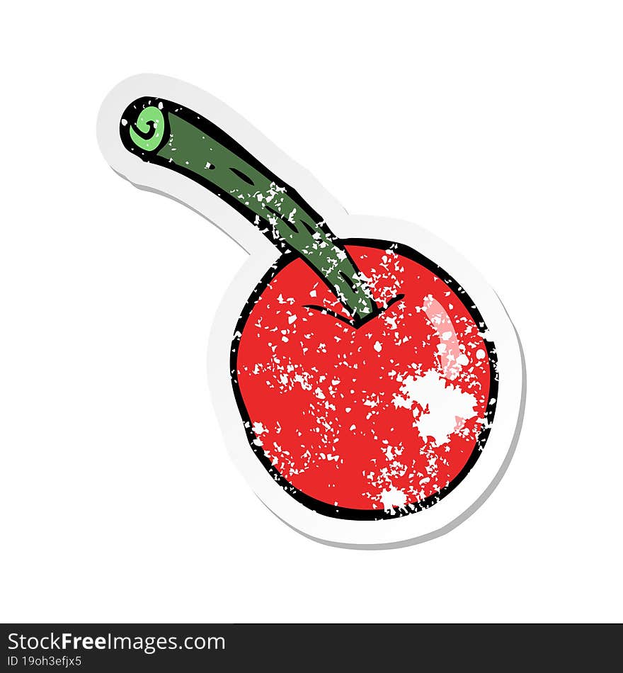 retro distressed sticker of a cartoon cherry symbol