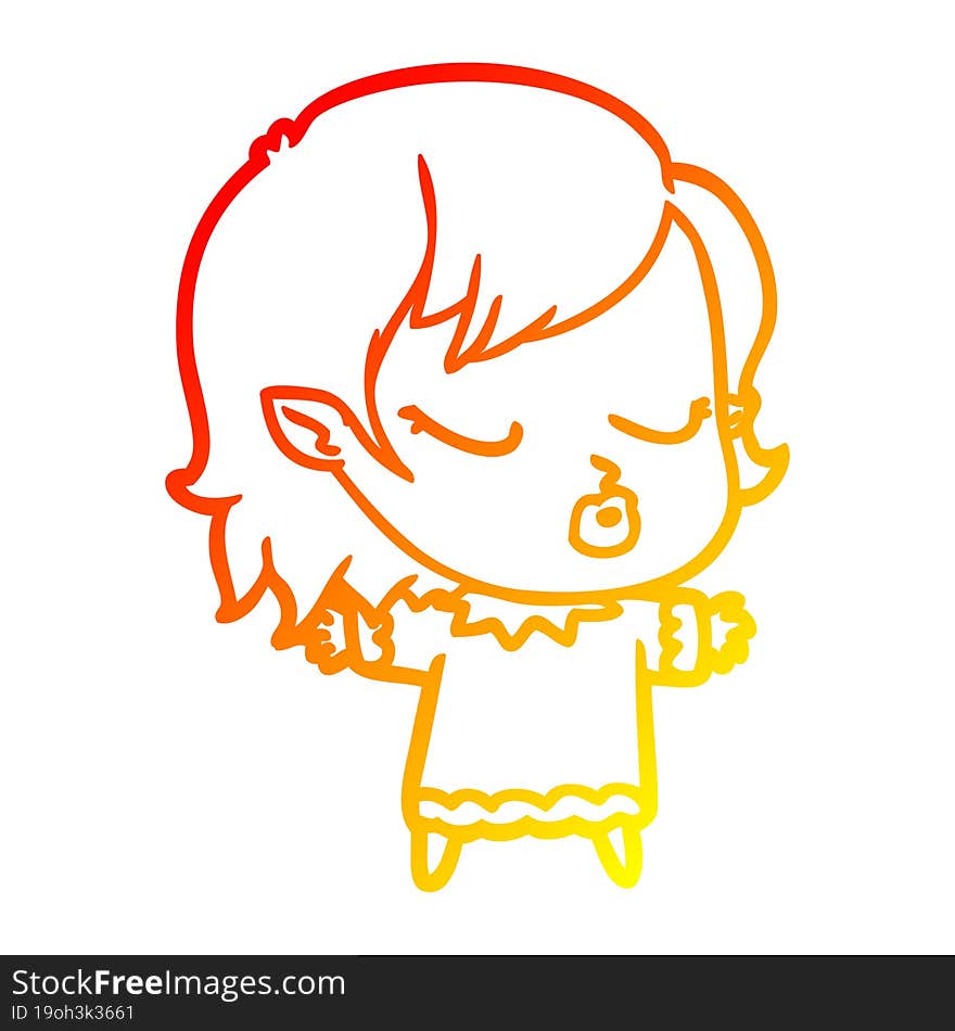 warm gradient line drawing cute cartoon vampire girl