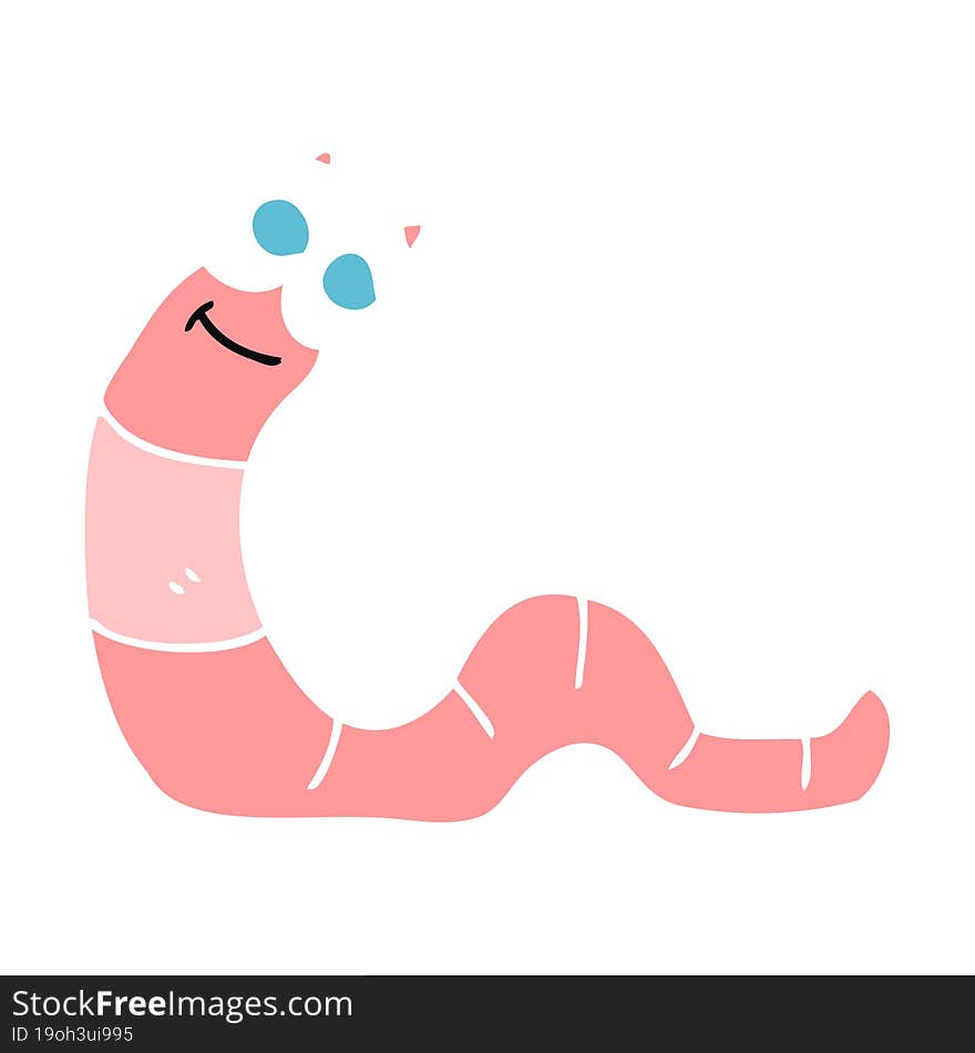 flat color illustration of a cartoon worm