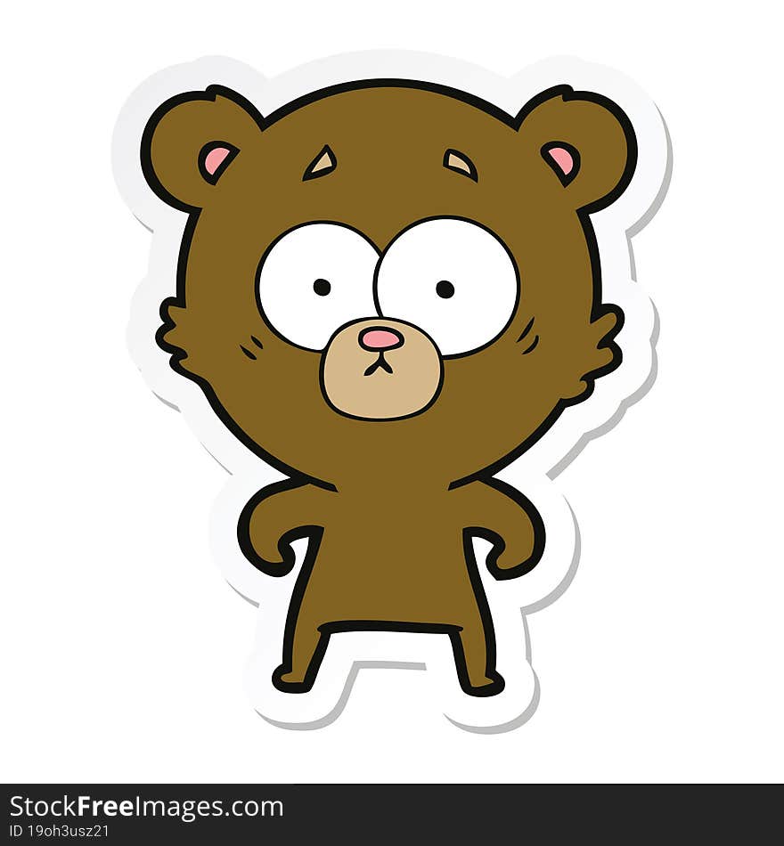 sticker of a surprised bear cartoon