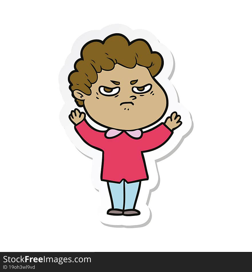 sticker of a cartoon angry man