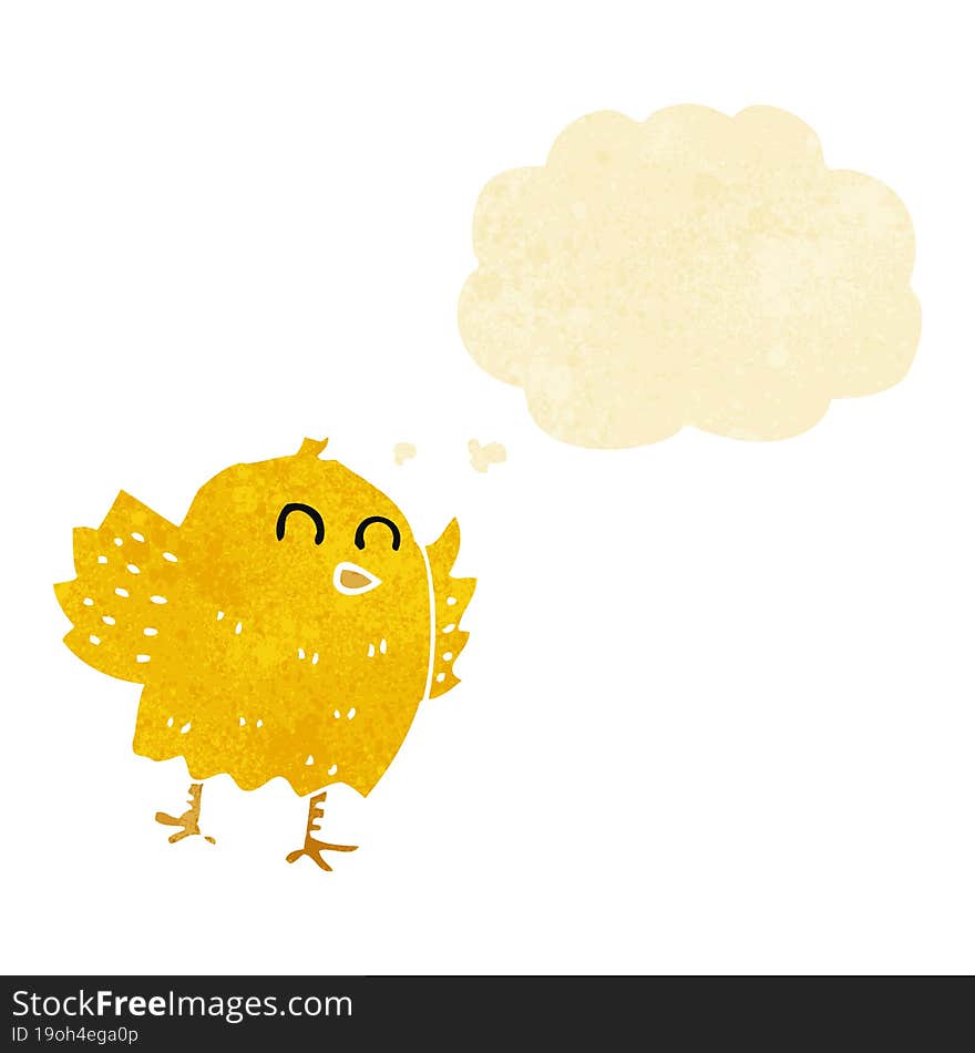 cartoon bird with thought bubble