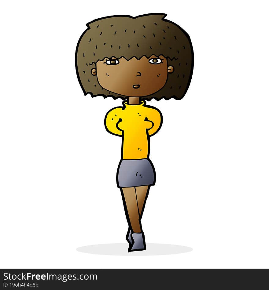 Cartoon Shy Woman