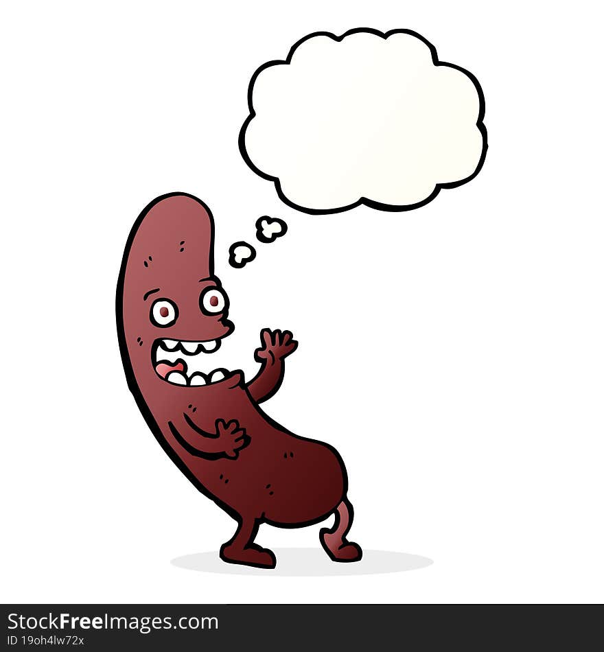 cartoon sausage with thought bubble