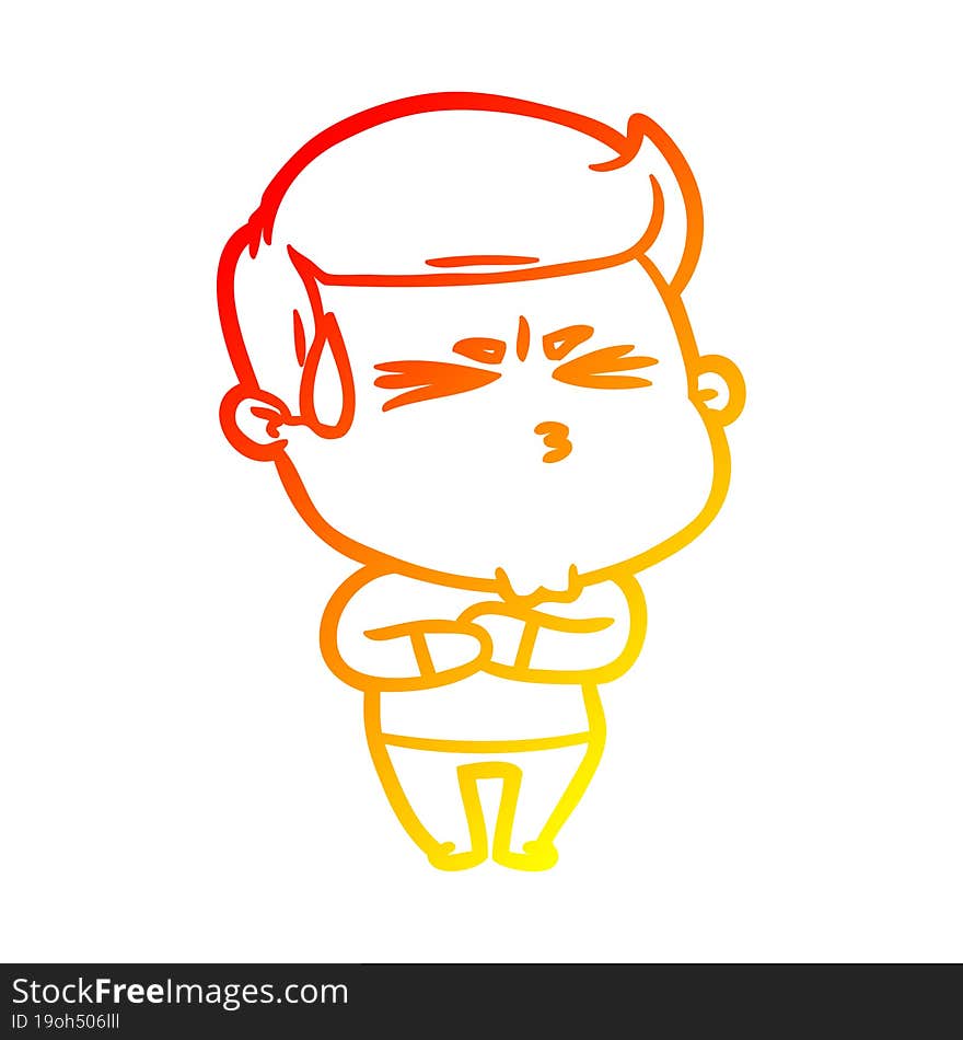 Warm Gradient Line Drawing Cartoon Frustrated Man